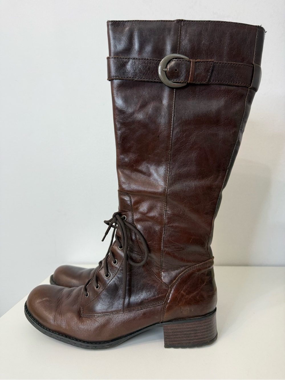 B.O.C. Born Concept Brown Leather Military Style Knee High Boot Women's Size 9 - Picture 5 of 15